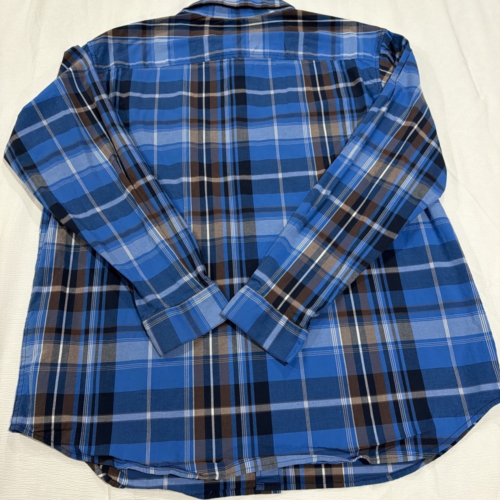 Columbia Mens XL Blue Brown Plaid Long Sleeve Button Down Outdoor Shirt - Picture 5 of 5